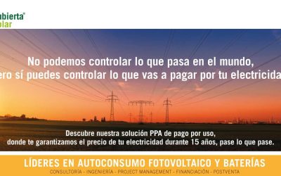 Cierra el precio de tu electricidad a 15 años con Cubierta Solar